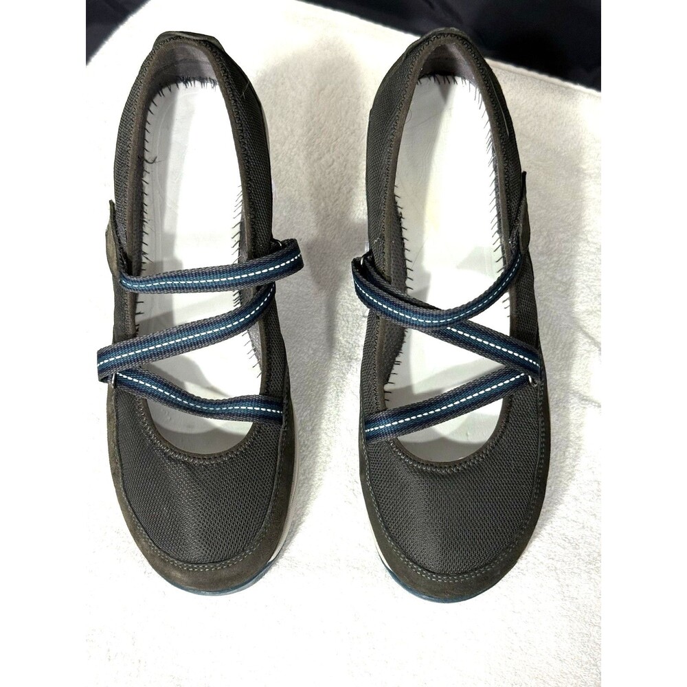 Dansko Black Mary Jane Flats with Blue Strappy Accents